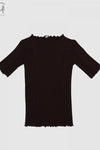 BASERANGE Ruffled Ribbed Cotton T-shirt BAS-TTO3-RB-SP24-TACTILE TTO3-RB-000